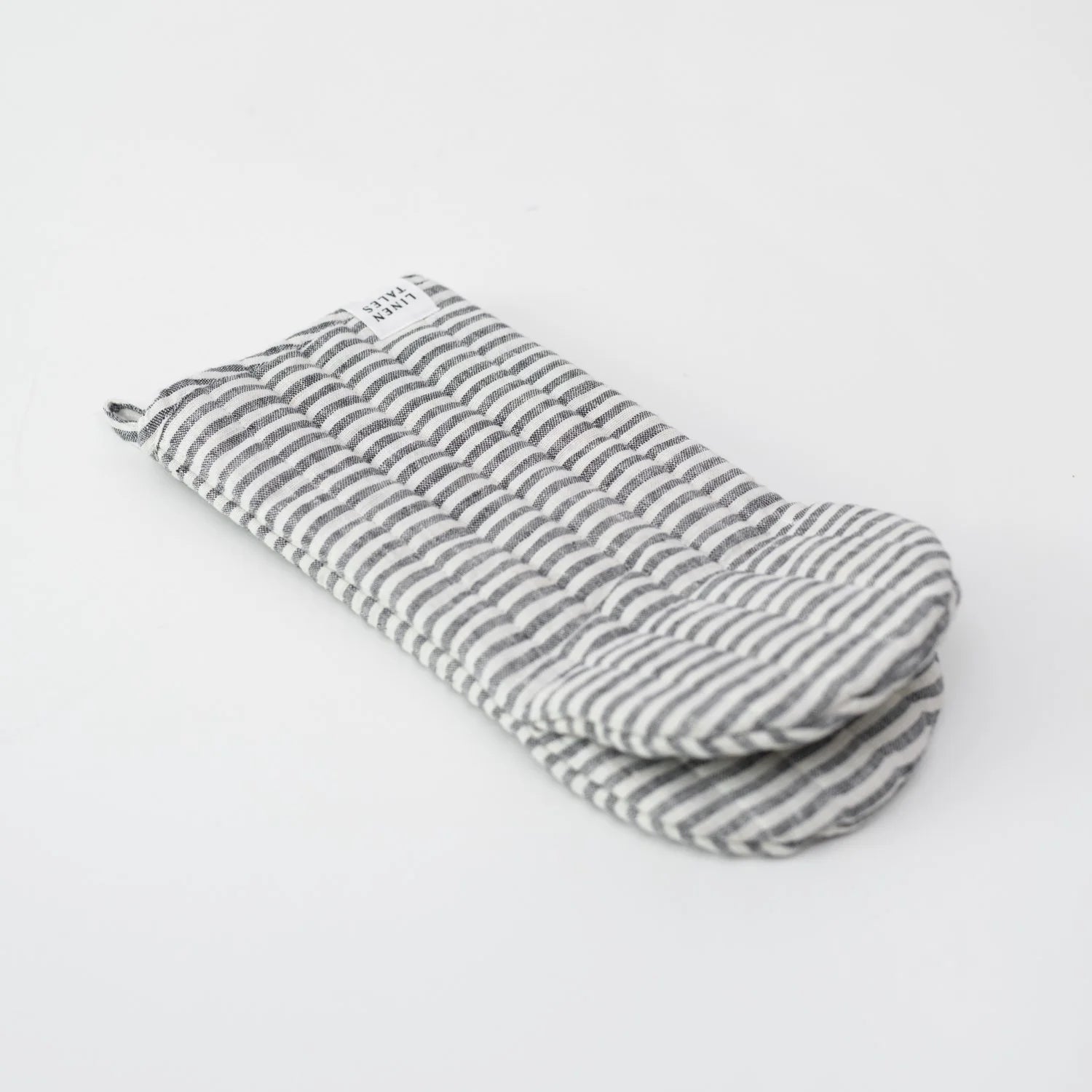 Linen Tales %uyum_store% Thin Black Stripes Linen Oven Mitt