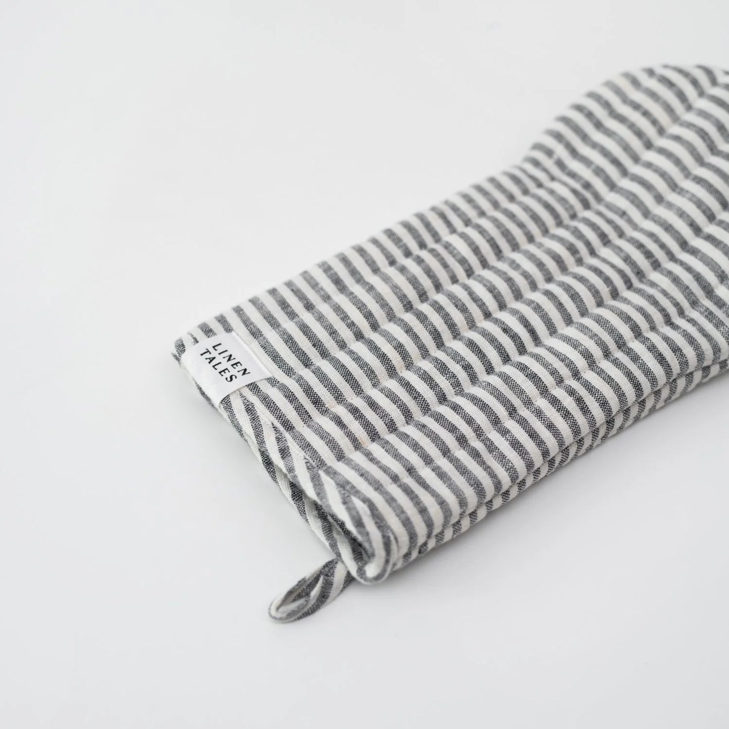 Linen Tales %uyum_store% Thin Black Stripes Linen Oven Mitt