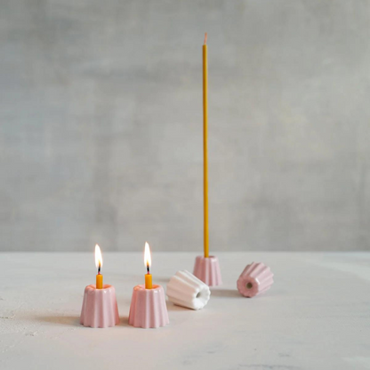 OVO Things %uyum_store% Canelé Porcelain Candle Holder | Pink Candle Holders